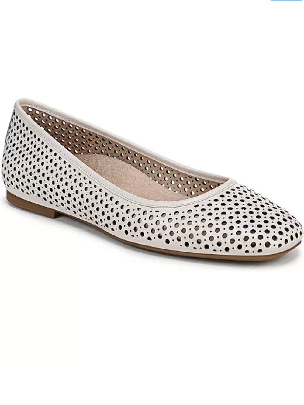 Vionic Orinda Perf  Sea Salt Leather Ballet Flats Size 9.5 W NEW